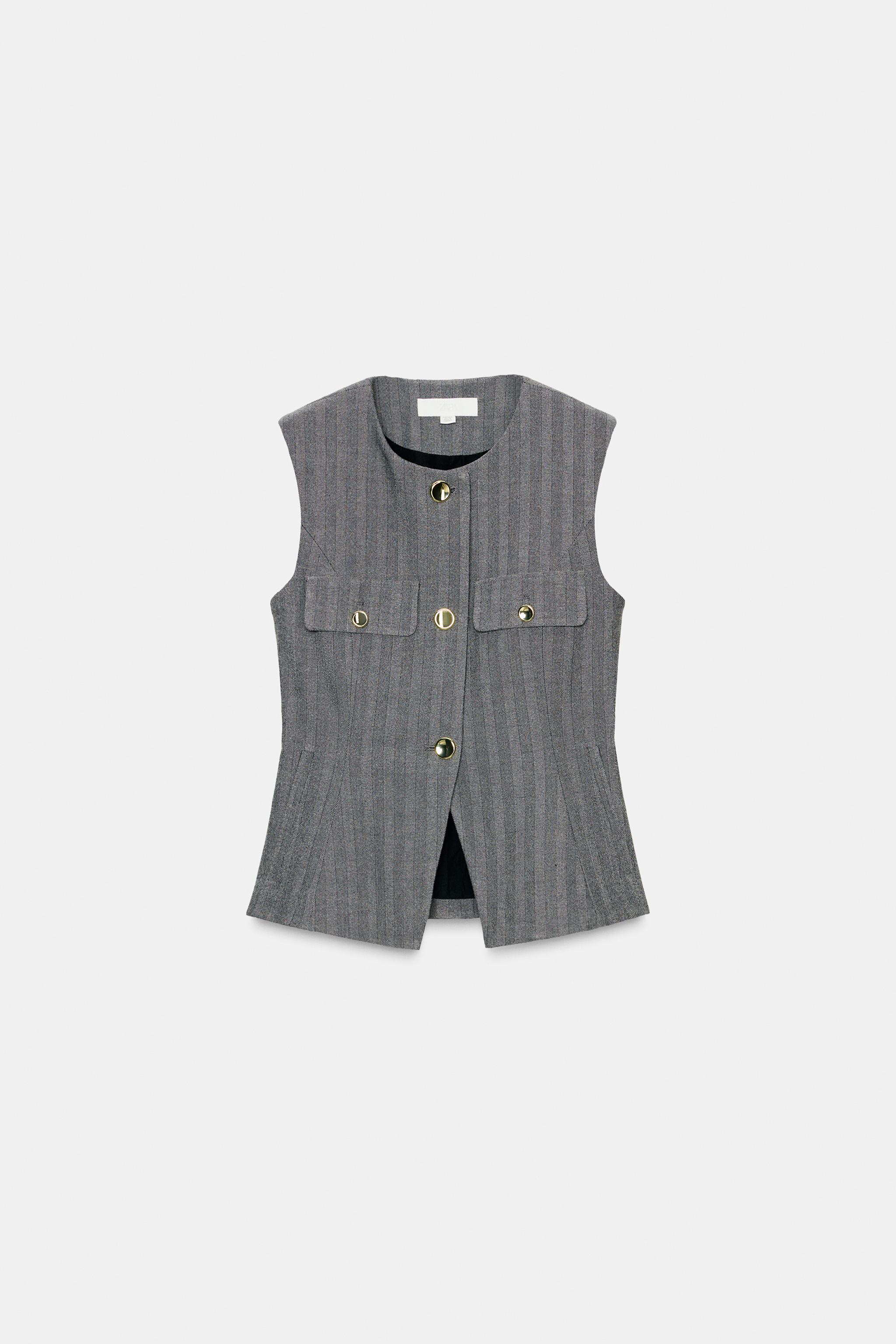 HERRINGBONE FLARED VEST